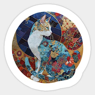 Quilted Elegance on a Cat Canvas Sticker